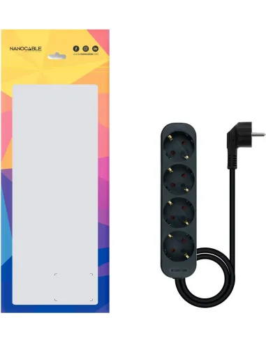 Nanocable 10.37.0004-NS-BK Regleta de Enchufes con 4 Tomas Tipo F 1.4M Negro