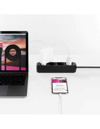 Nanocable 10.37.0004-NS-BK Regleta de Enchufes con 4 Tomas Tipo F 1.4M Negro