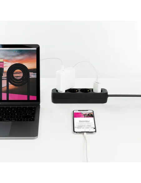 Nanocable 10.37.0004-NS-BK Regleta de Enchufes con 4 Tomas Tipo F 1.4M Negro