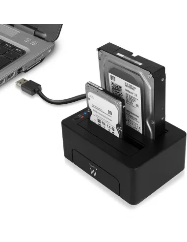 Ewent EW7014 Estación de Acoplamiento para Discos Duros Dual 2.5"-3.5" SSD Negro
