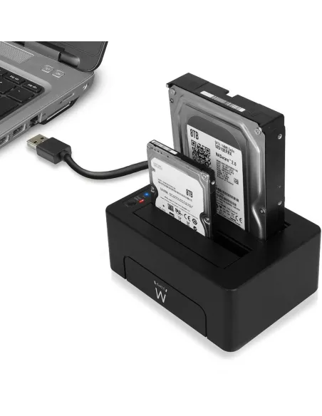 Ewent EW7014 Estación de Acoplamiento para Discos Duros Dual 2.5"-3.5" SSD Negro