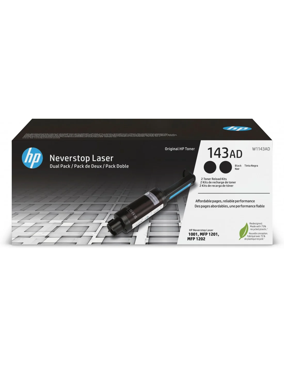 HP 143AD Never Stop Laser Tóner Negro Kit de Recarga