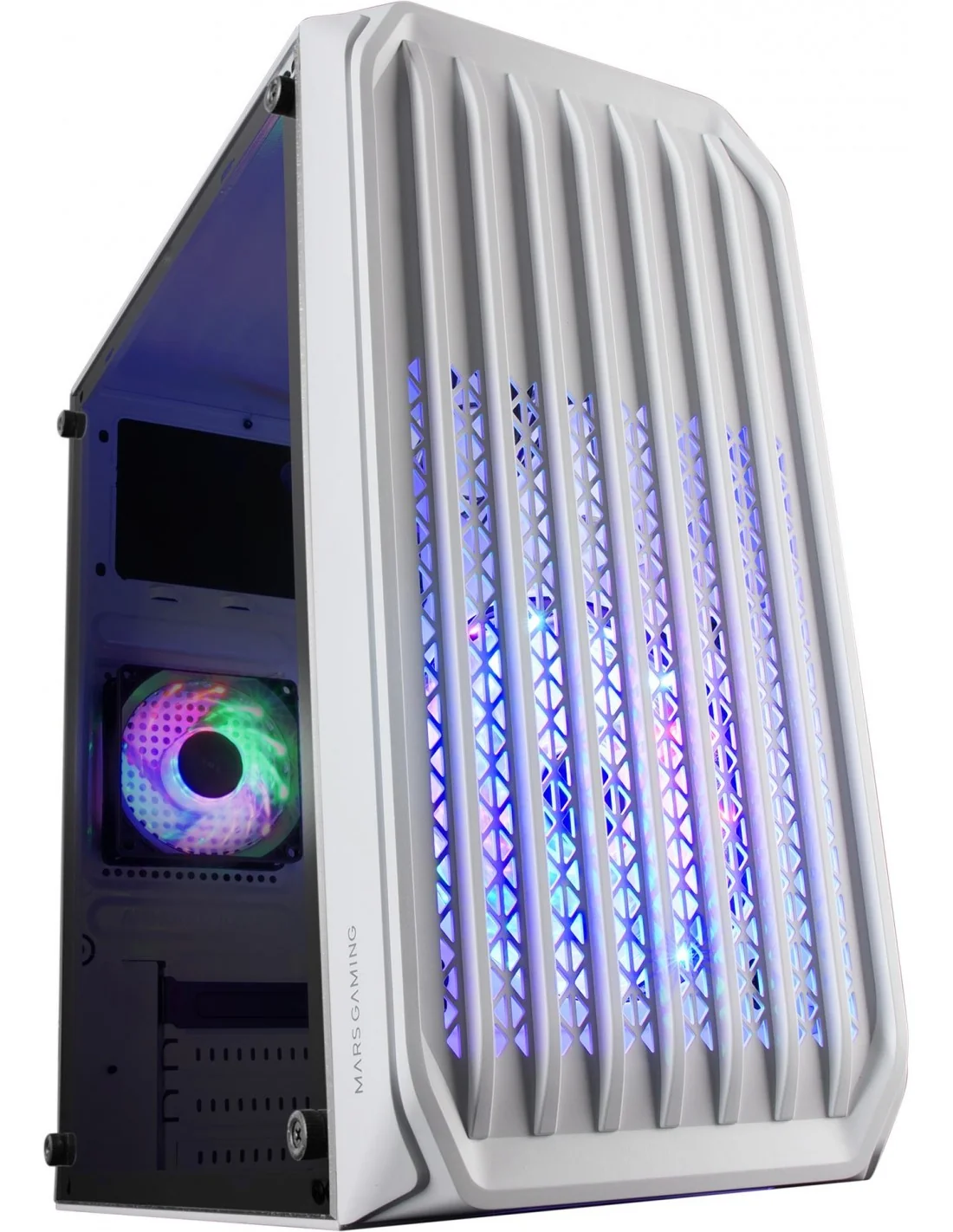 Mars Gaming MCS2W Caja PC Micro-ATX Ultra-Compacta 2x Ventilador FRGB USB 3.0 Ventana Blanco