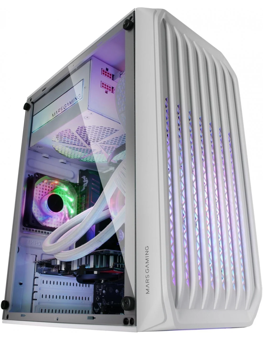 Mars Gaming MCS2W Caja PC Micro-ATX Ultra-Compacta 2x Ventilador FRGB USB 3.0 Ventana Blanco