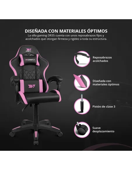 DRIFT DR35 Silla Gaming Negra/Rosa Fucsia