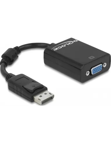 Delock 61848 Adaptador de Imagen Displayport a VGA WUXGA 12.5 cm Negro