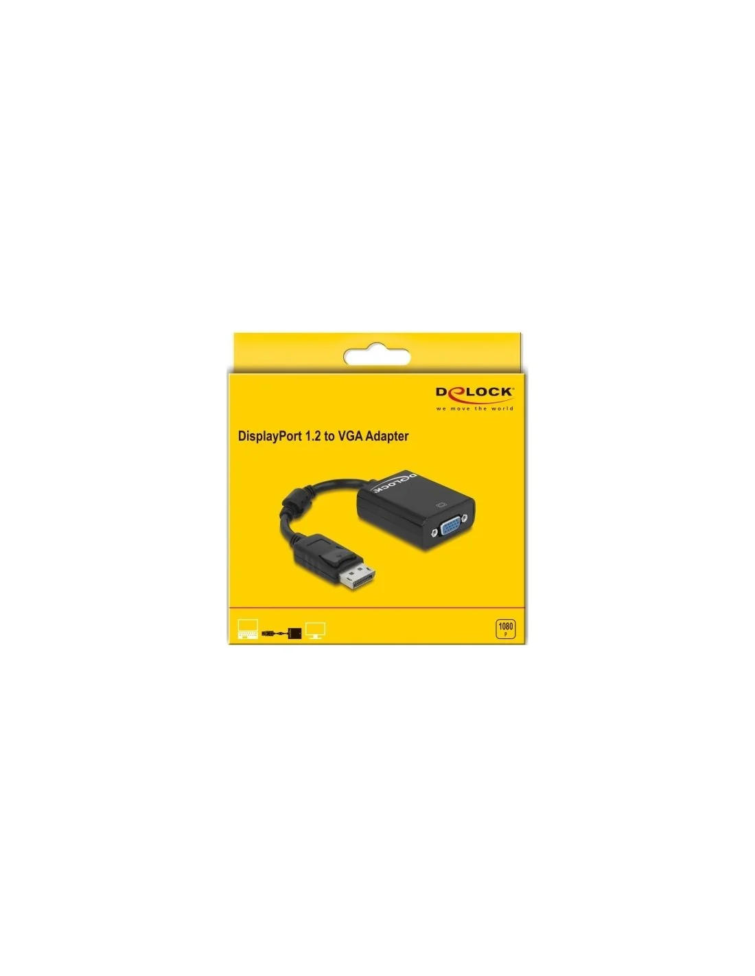 Delock 61848 Adaptador de Imagen Displayport a VGA WUXGA 12.5 cm Negro