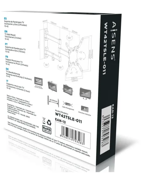 Aisens WT42TSLE-011 Soporte de Pared para Monitor/TV 13"-42" Máx. 20 KG