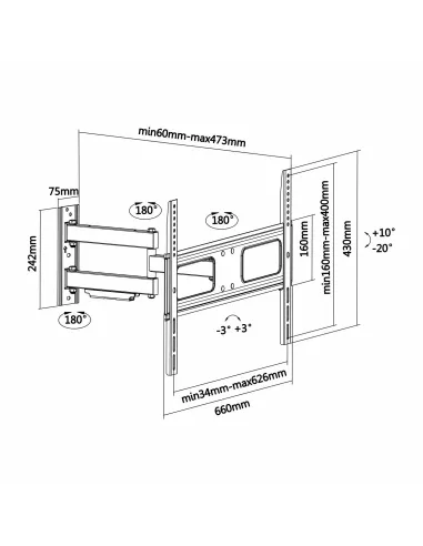 Aisens WT70TSLE-025 Soporte de Pared para Monitor/TV 37"-70" Máx. 50KG