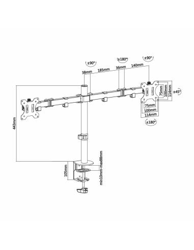 Aisens DT32TSR-041 Soporte de Mesa para 2 Monitores/TV 13"-32" Máx. 8KG
