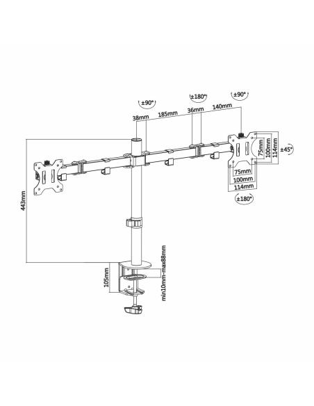 Aisens DT32TSR-041 Soporte de Mesa para 2 Monitores/TV 13"-32" Máx. 8KG