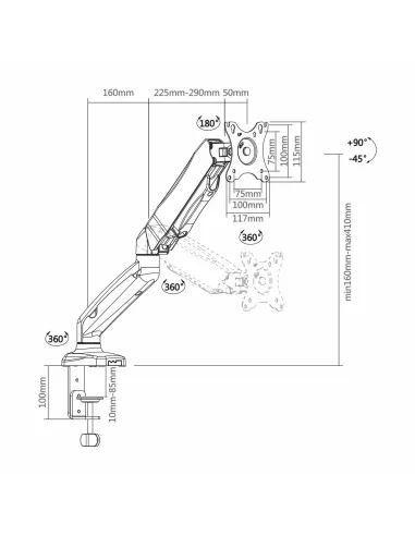 Aisens DT27TSR-043 Soporte de Mesa para Monitor/TV 13"-32" Máx. 9KG