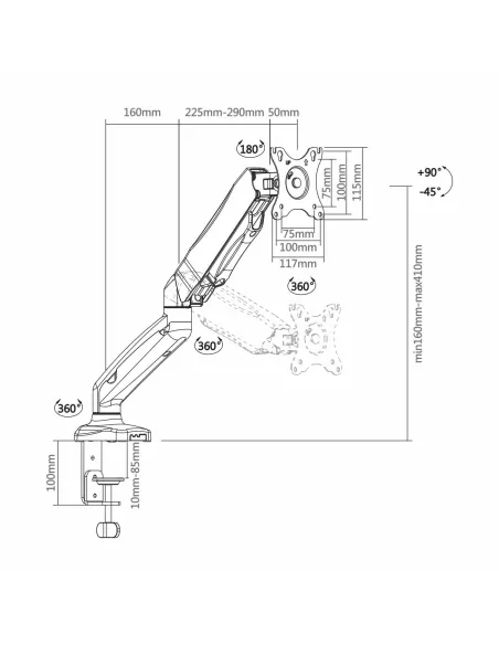Aisens DT27TSR-043 Soporte de Mesa para Monitor/TV 13"-32" Máx. 9KG