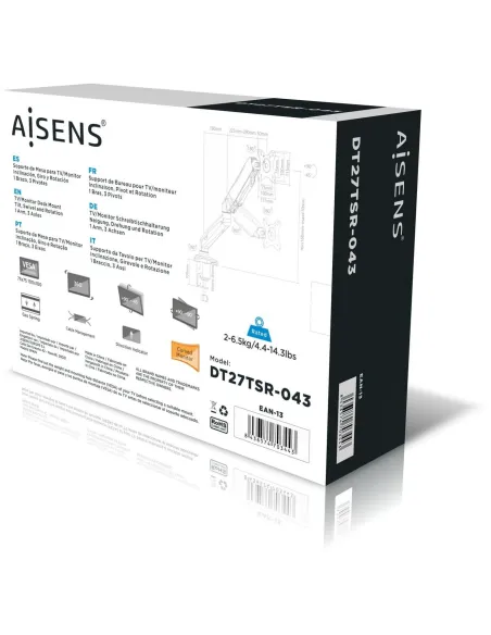 Aisens DT27TSR-043 Soporte de Mesa para Monitor/TV 13"-32" Máx. 9KG