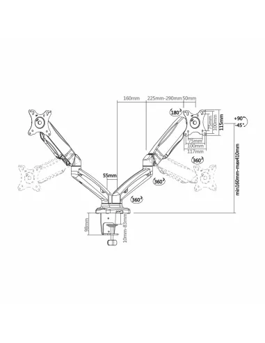 Aisens DT27TSR-045 Soporte de Mesa para Monitor/TV 13"-32" Máx. 9KG