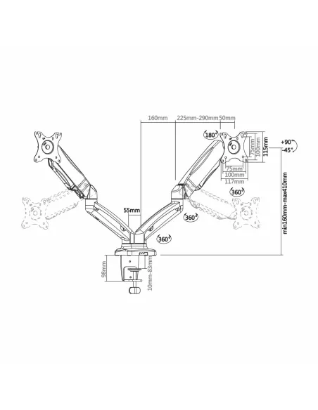Aisens DT27TSR-045 Soporte de Mesa para Monitor/TV 13"-32" Máx. 9KG