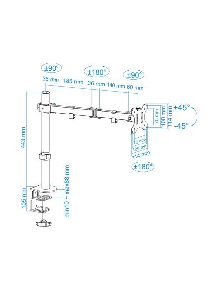 TooQ DB1032TN-B Soporte de Mesa Giratorio e Inclinable para Monitor/TV 13"-32" Máx. 8Kg
