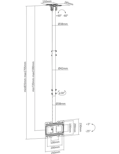 Aisens CT43TSE-053 Soporte de Techo para Monitor/TV 23"-43" 50KG