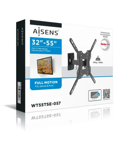 Aisens WT55TSE-057 Soporte de Pared para TV Inclinable 32-55" VESA 400x400 Máx. 30Kg Negro