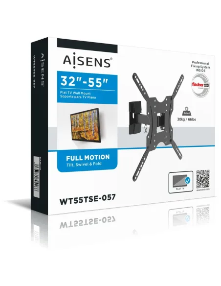 Aisens WT55TSE-057 Soporte de Pared para TV Inclinable 32-55" VESA 400x400 Máx. 30Kg Negro