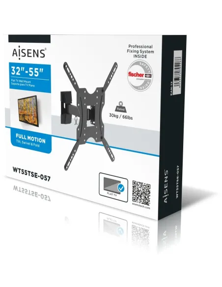 Aisens WT55TSE-057 Soporte de Pared para TV Inclinable 32-55" VESA 400x400 Máx. 30Kg Negro