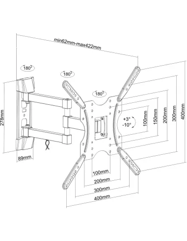 Aisens WT55TSE-059 Soporte para TV Inclinable 32-55" 400x400 Máx 30Kg Negro