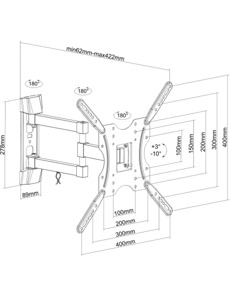 Aisens WT55TSE-059 Soporte para TV Inclinable 32-55" 400x400 Máx 30Kg Negro