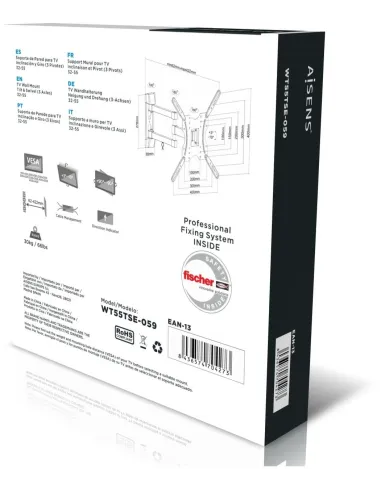 Aisens WT55TSE-059 Soporte para TV Inclinable 32-55" 400x400 Máx 30Kg Negro