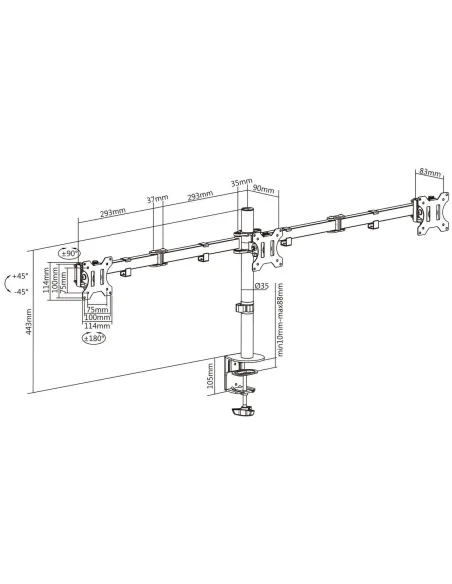 Aisens DT27TSR-061 Soporte de Mesa para 3 Monitores/TV 13"-27" Máx. 21KG