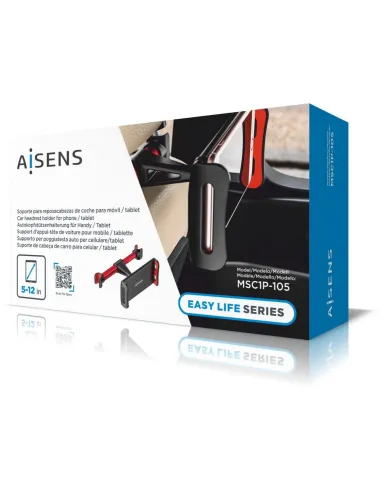 Aisens MSC1P-107 Soporte de Coche Ajustable para Teléfono/Tablet Negro/Rojo