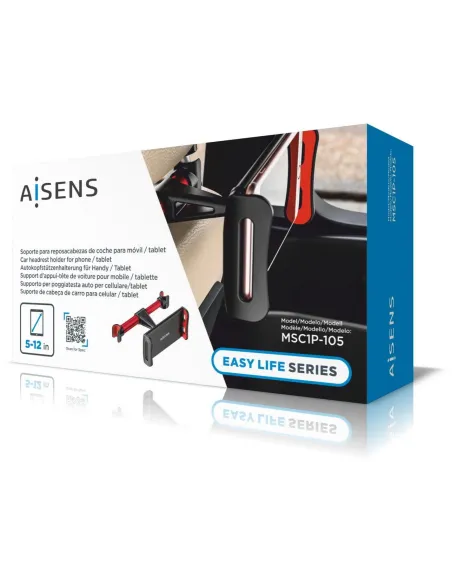 Aisens MSC1P-107 Soporte de Coche Ajustable para Teléfono/Tablet Negro/Rojo