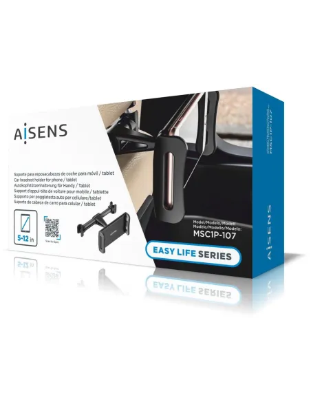 Aisens MSC1P-107 Soporte de Coche Ajustable para Teléfono/Tablet Negro