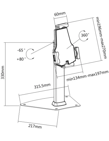 Aisens MS1P03-113 Soporte Antirrobo Ajustable para Tablet Negro/Plata