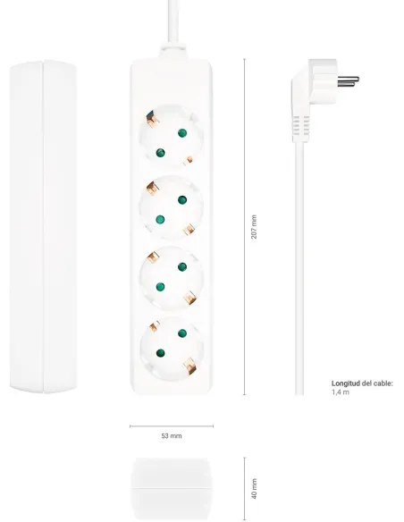 Aisens A154-0533 Regleta 4 Tomas 1,4M Blanco