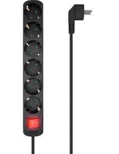 Aisens A154-0536 Regleta 6 Tomas con Interruptor 1,4M Negro-ACCE54926