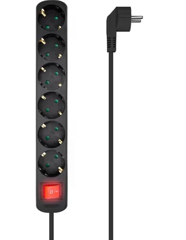 Aisens A154-0536 Regleta 6 Tomas con Interruptor 1,4M Negro