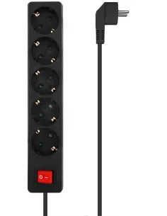 Aisens A154-0652 Regleta 5 Tomas con Interruptor 1,4M Negro-ACCE56069