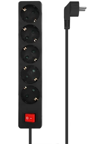 Aisens A154-0652 Regleta 5 Tomas con Interruptor 1,4M Negro
