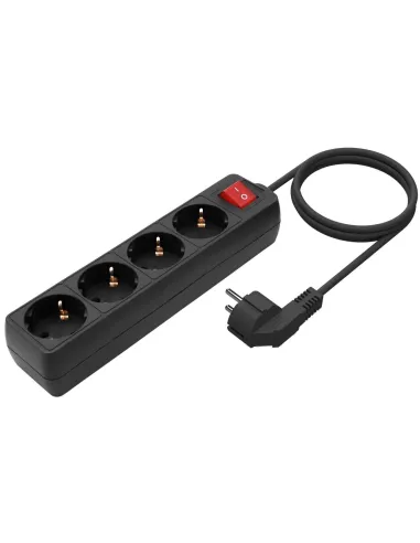 Aisens A154-0650 Regleta 4 Tomas con Interruptor 1,4M Negro