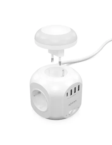 Aisens Regleta Multifunción con 4 Tomas + 1x USB-C Y 3x USB-A 1.8M Blanco