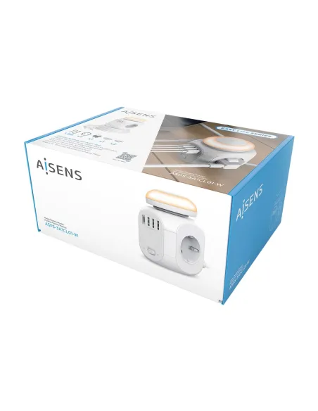 Aisens Regleta Multifunción con 4 Tomas + 1x USB-C Y 3x USB-A 1.8M Blanco