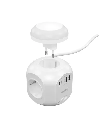 Aisens Regleta Multifunción con 4 Tomas + 1x USB-C 2x USB-A 18M Blanco