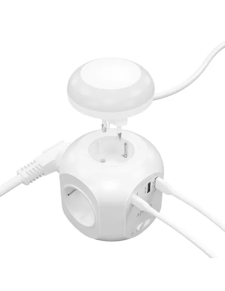 Aisens Regleta Multifunción con 4 Tomas + 1x USB-C 2x USB-A 18M Blanco