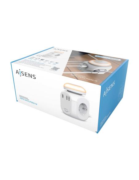 Aisens Regleta Multifunción con 4 Tomas + 1x USB-C 2x USB-A 18M Blanco