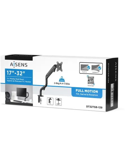 Aisens DT32TSR-139 Soporte de Mesa para Monitor/TV 17"-32" Máx. 8KG