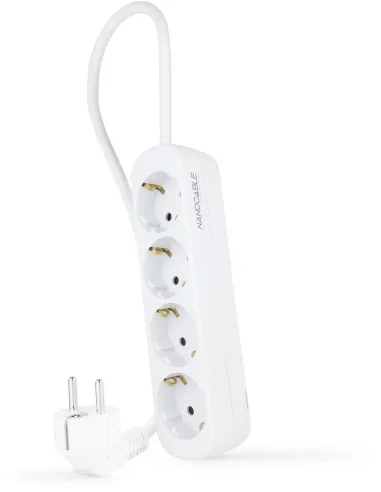 Nanocable Regleta de Enchufes con 4 Tomas Tipo F 1.4m Blanco