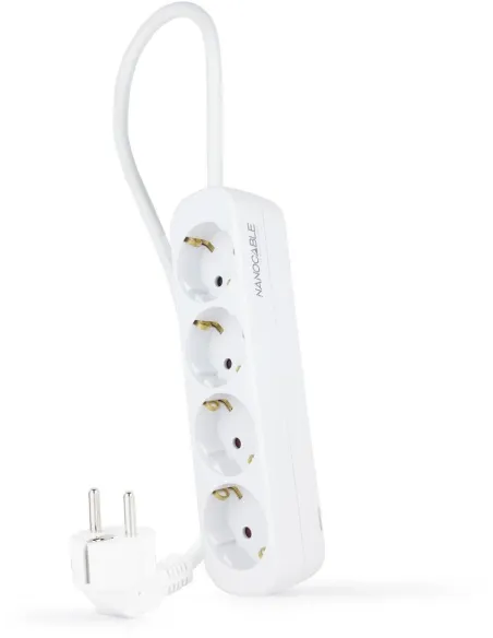 Nanocable Regleta de Enchufes con 4 Tomas Tipo F 1.4m Blanco