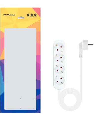 Nanocable Regleta de Enchufes con 4 Tomas Tipo F 1.4m Blanco