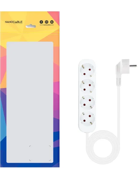 Nanocable Regleta de Enchufes con 4 Tomas Tipo F 1.4m Blanco