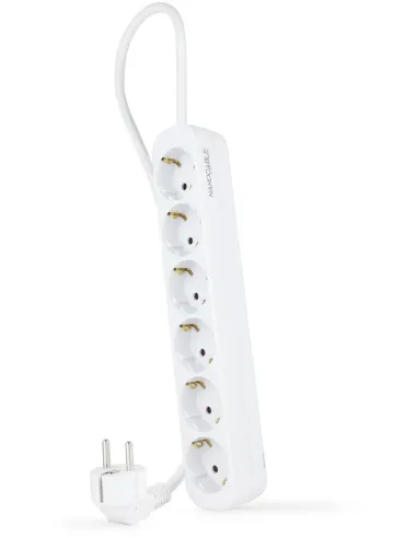 Nanocable 10.37.0006-NS Regleta de Enchufes con 6 Tomas Tipo F 1.4m Blanco